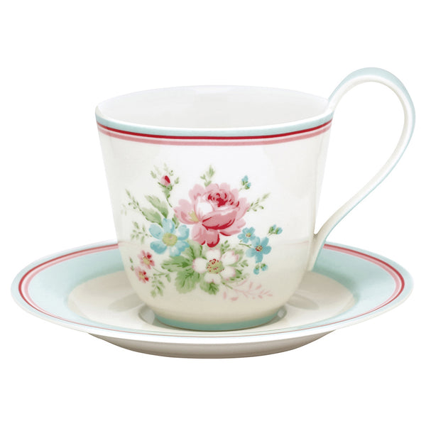 GreenGate Stoneware Cup And Saucer Marie White H 9 cm