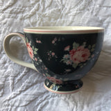 SECONDS OUTLET #5 GreenGate Stoneware Teacup Marley Dark Grey H 9 cm - Limited Edition Mid-season Collection