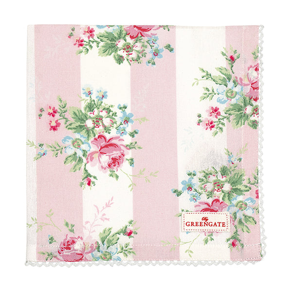 GreenGate Cotton Napkin with Lace Marie Pale Pink 40 x 40cm