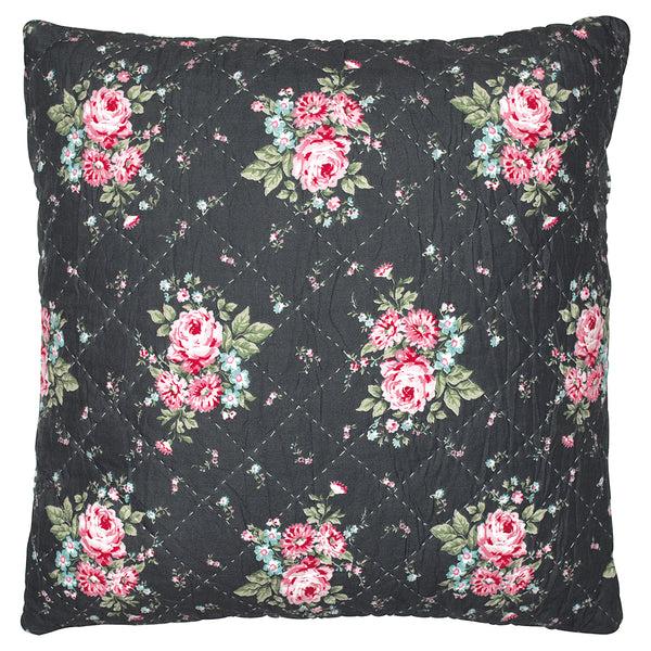 GreenGate Cotton Quilted Cushion Cover Marley Dark Grey 50 x 50 cm