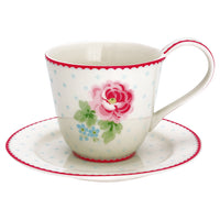 GreenGate Stoneware Cup and Saucer Lily White H 9 cm
