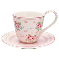 GreenGate Stoneware Cup And Saucer Marley Pale Pink H 9 cm