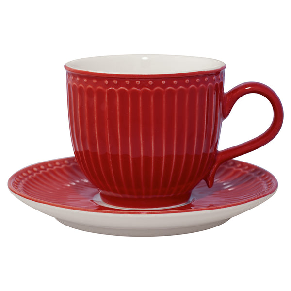 GreenGate Stoneware Cup And Saucer Alice Red H 8.5 cm