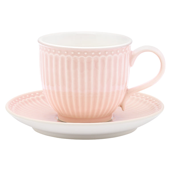 GreenGate Stoneware Cup And Saucer Alice Pale Pink H 8.5 cm