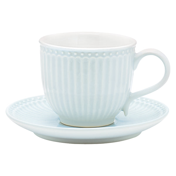 GreenGate Stoneware Cup And Saucer Alice Pale Blue H 8.5 cm