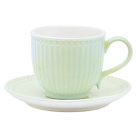 GreenGate Stoneware Cup And Saucer Alice Pale Green H 8.5 cm