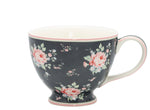 SECONDS OUTLET #5 GreenGate Stoneware Teacup Marley Dark Grey H 9 cm - Limited Edition Mid-season Collection