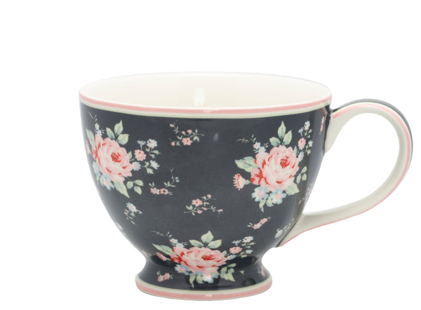 GreenGate Stoneware Teacup Marley Dark Grey H 9 cm - Limited Edition Mid-season Collection