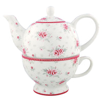 GreenGate Stoneware Tea For One Flora White H 17 cm
